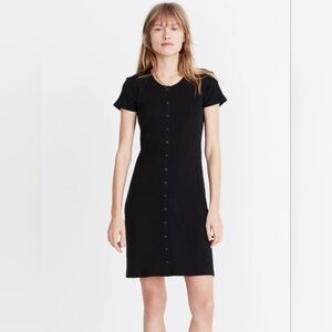 Madewell Button-Front Ribbed Mini Dress - M